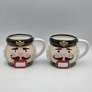 Set Of Two VTG Ceramic Nutcracker Christmas Mugs